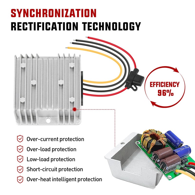 Nilight 48V 36V to 12V Voltage Converter 120W 10A Regulator Step Down to 12VDC Waterproof DC Convert Reducer Power Supply Transformer Module for Golf Cart Scooters - Image 5